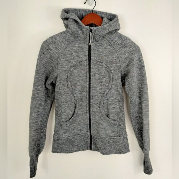 Lululemon Scuba Hoodie Size 2 Gray Full Zip Fitted Pockets Hooded Gym Athletic - Picture 2 of 12
